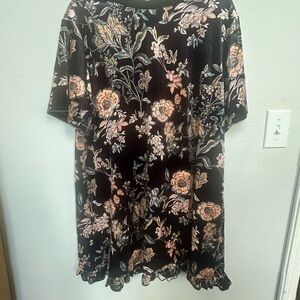 Floral Black and Pink Women's Dress